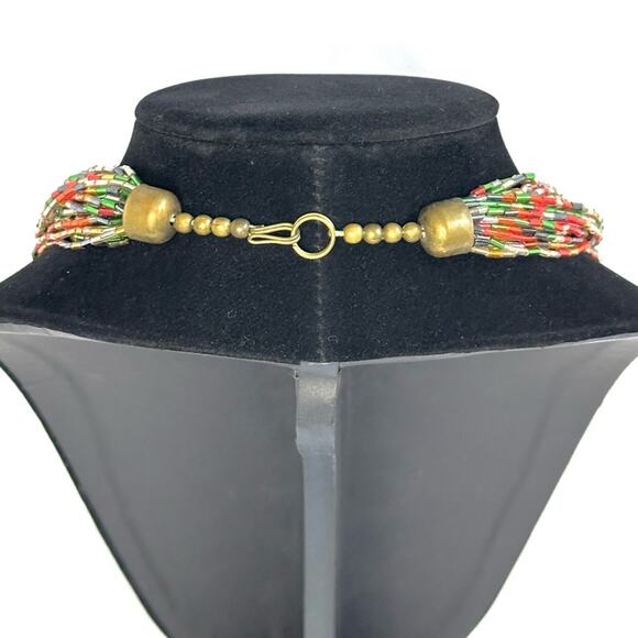 Vintage 90’s Multi Color Beaded Necklace With Center Knot - Picture 5 of 5